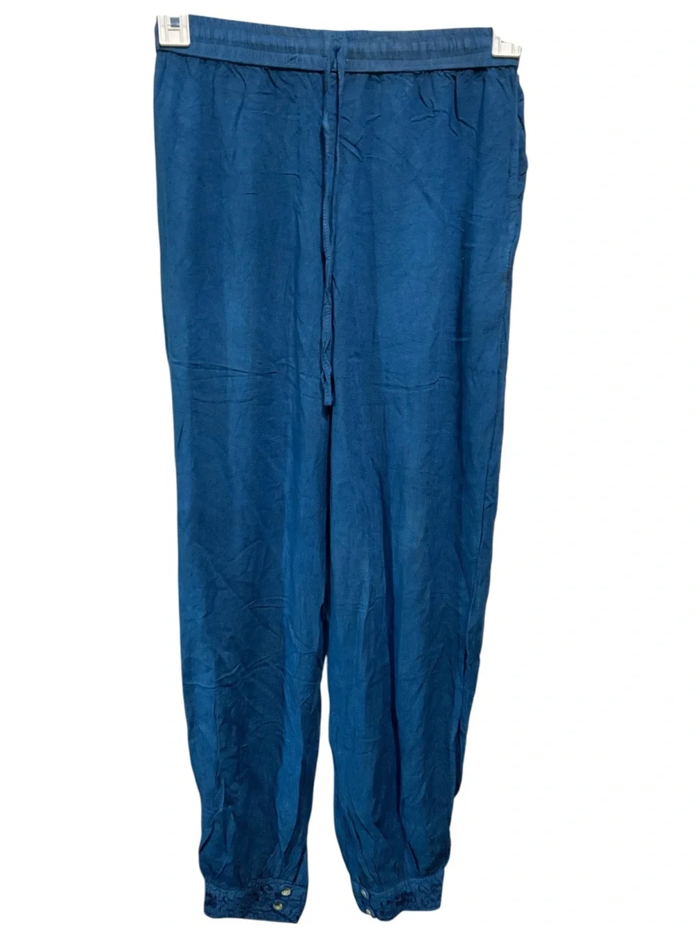 Rhea NWT Blue Embroidered Corset Tank & Tie Front Harem Pants Set OS Boho A23